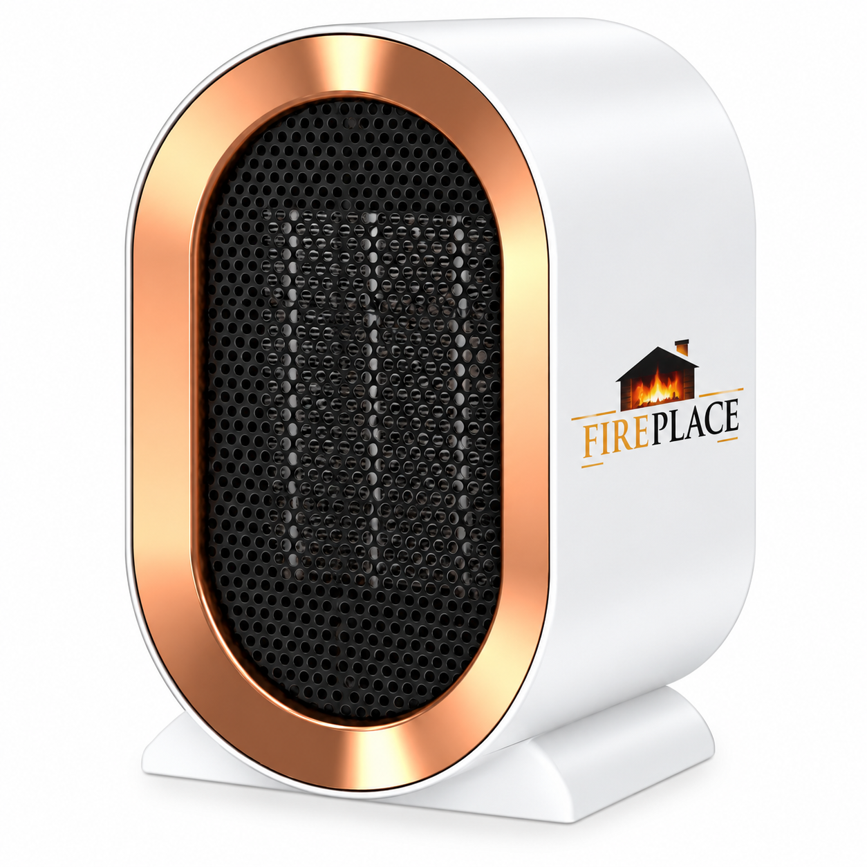 71 Calefactor Eléctrico Cerámico FIREPLACE de Diseño Compacto con Acabado Blanco y Cobre - Imagen 1
